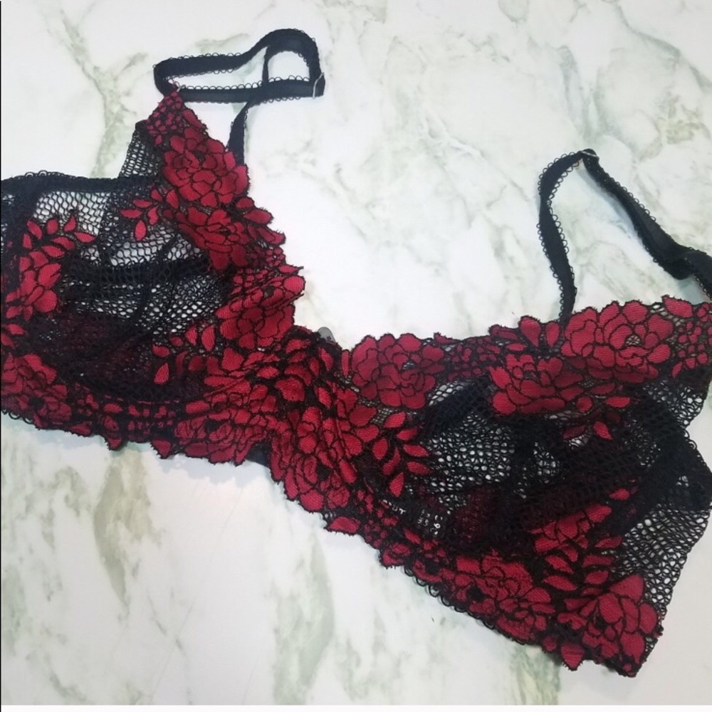 Blackheart Floral Mesh Lace Bra 🖤